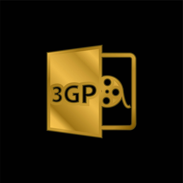 3gp File Format Symbol gold plated metalic icon or logo vector - Vector, Image