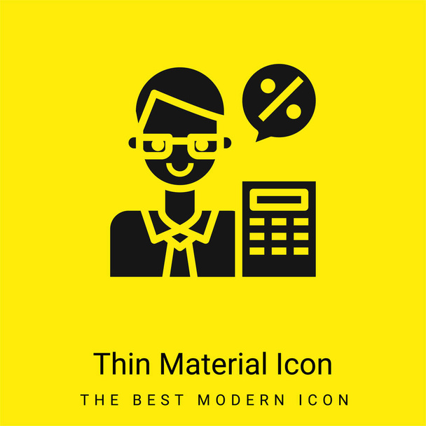 Accountant minimal bright yellow material icon - Vector, Image