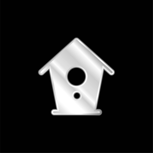 Birdhouse plateado icono metálico - Vector, Imagen