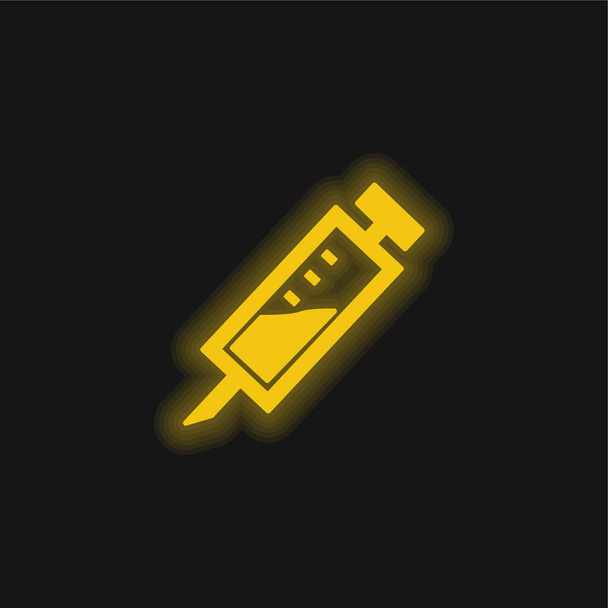 Анестезия Введение стоматолога Диагональный символ желтый светящийся неоновый значок - Вектор,изображение