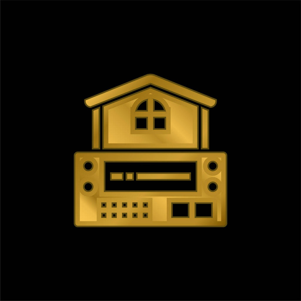 Sistema de alarma chapado en oro icono metálico o logotipo vector - Vector, imagen