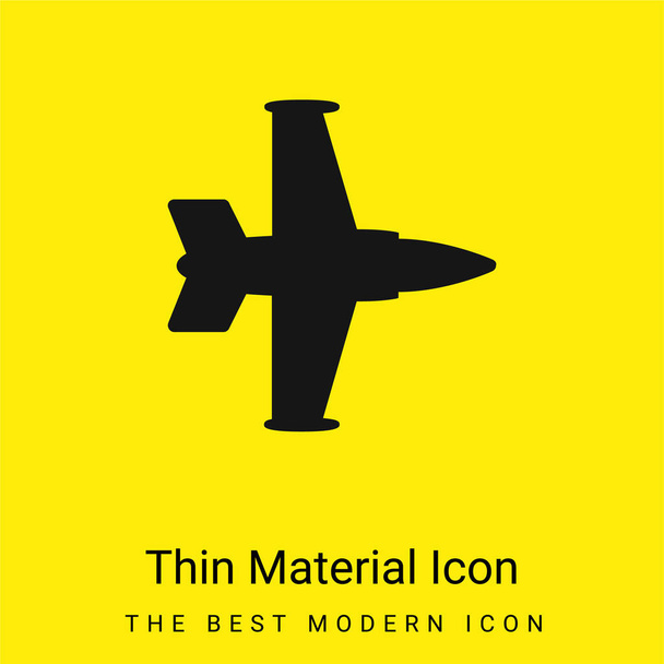 Airplane Silhouette minimal bright yellow material icon - Vector, Image