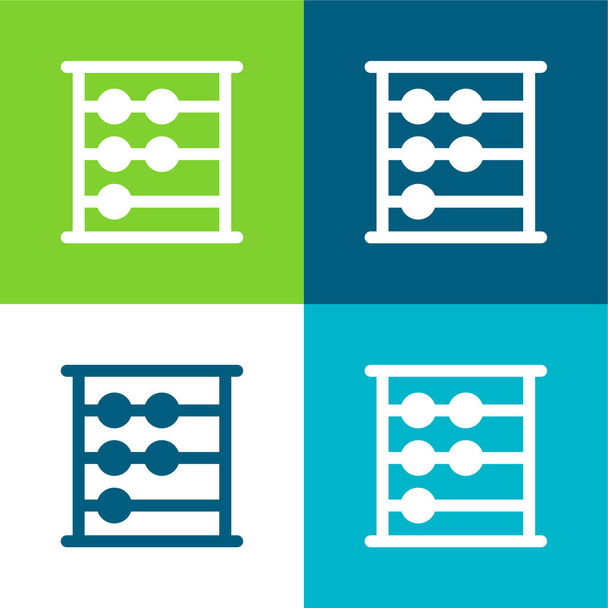 Ensemble d'icônes minimal Abacus Flat quatre couleurs - Vecteur, image