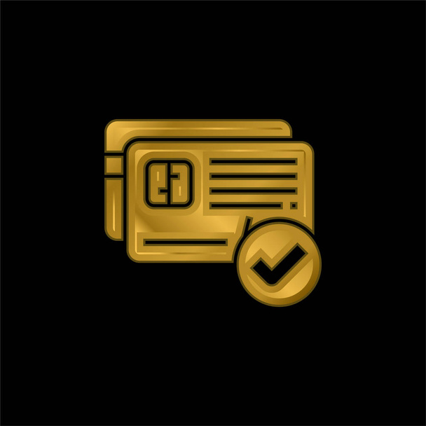 Acepte el icono metálico chapado en oro o el vector del logotipo - Vector, imagen