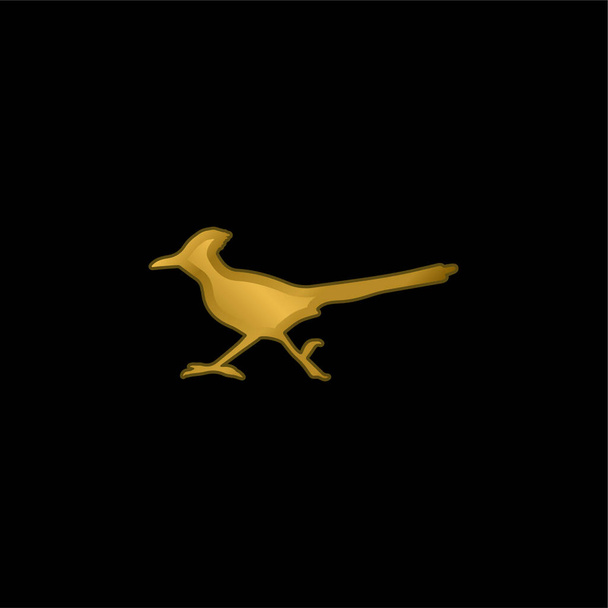 Bird Roadrunner Shape gold plated metalic icon or logo vector - Vector, Image