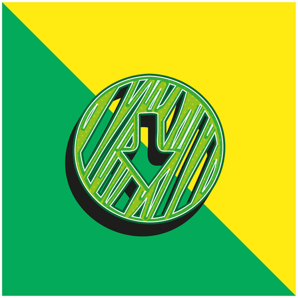 Arrow Down Outline Sketched Circle Logo moderno verde e giallo dell'icona vettoriale 3d - Vettoriali, immagini