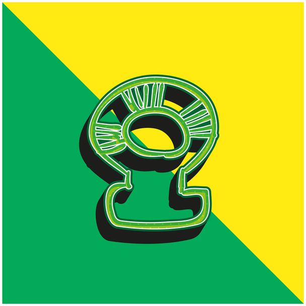 Baby Rattle Hand Drawn Tool Πράσινο και κίτρινο σύγχρονο 3d διάνυσμα εικονίδιο λογότυπο - Διάνυσμα, εικόνα