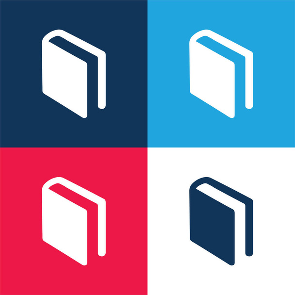 Book Of Black Cover In Diagonal Position blue and red four color minimal icon set - Vector, Image