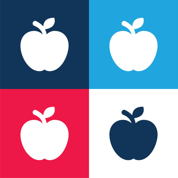 Apple Fruit синій і червоний чотири кольори мінімальний набір піктограм
 - Вектор, зображення