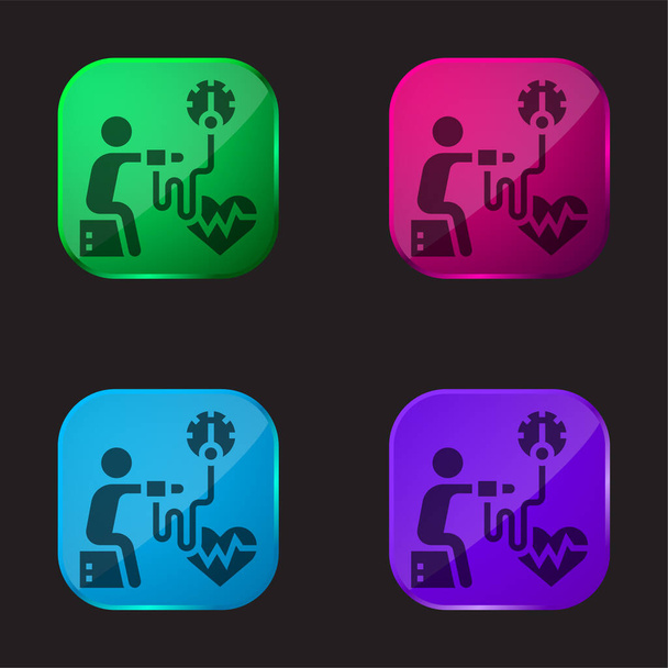 Vérnyomás négy színű üveg gomb ikon - Vektor, kép