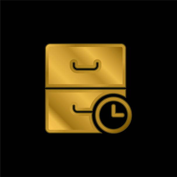 Arquivo banhado a ouro ícone metálico ou vetor logotipo - Vetor, Imagem