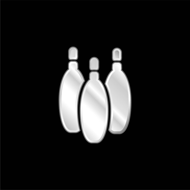 Bowling kolíky stříbrné pokovené kovové ikony - Vektor, obrázek