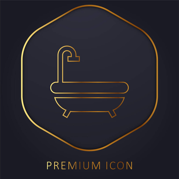 Bathtub χρυσό λογότυπο γραμμή πριμοδότηση ή εικονίδιο - Διάνυσμα, εικόνα