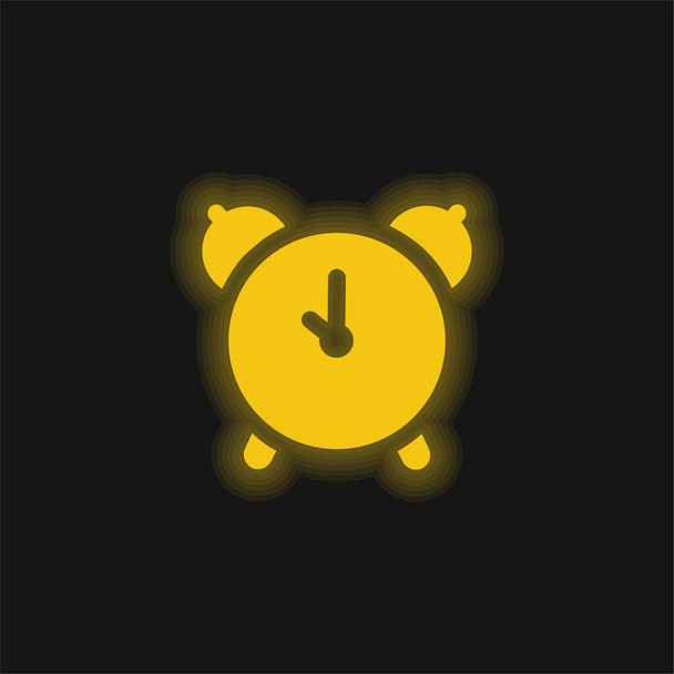 Reloj despertador amarillo brillante icono de neón - Vector, Imagen