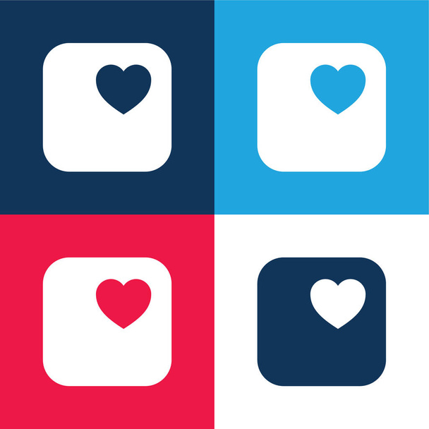 Conjunto de ícones mínimo de quatro cores azul e vermelho da Apple - Vetor, Imagem