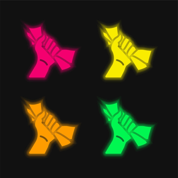 Fogadás négy szín izzó neon vektor ikon - Vektor, kép