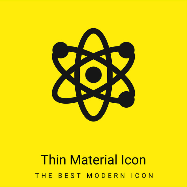 Átomo mínimo icono de material amarillo brillante - Vector, Imagen