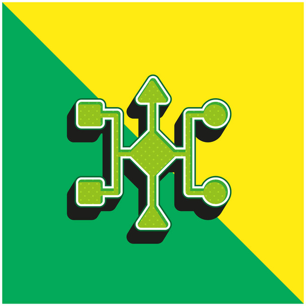 Algoritmi Vihreä ja keltainen moderni 3d vektori kuvake logo - Vektori, kuva