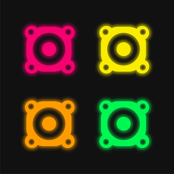 Wzmacniacz cztery kolory świecące neon wektor ikona - Wektor, obraz