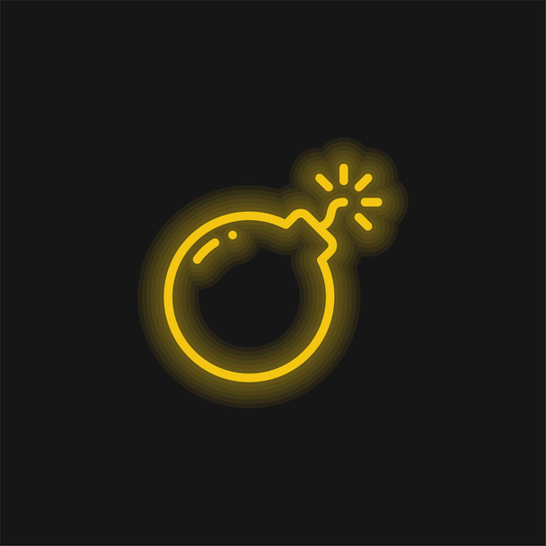 Bomba amarillo brillante icono de neón - Vector, imagen