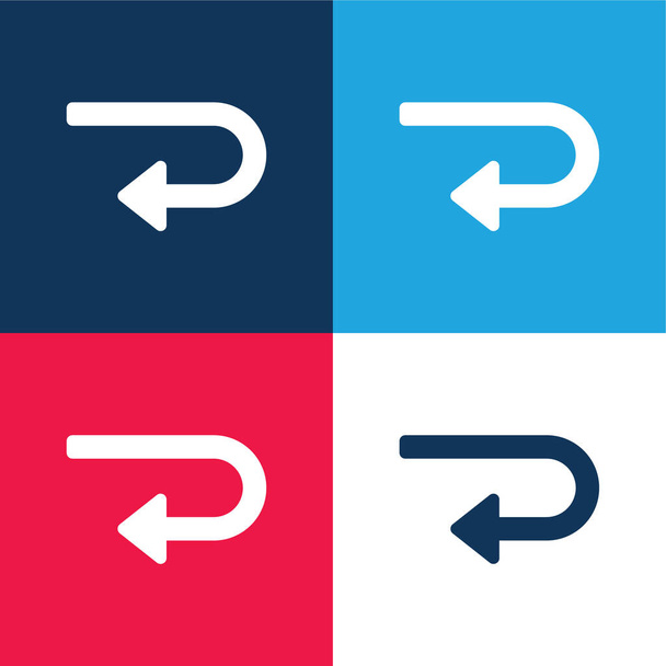 Powrót niebieski i czerwony zestaw czterech kolorów minimalny zestaw ikon - Wektor, obraz