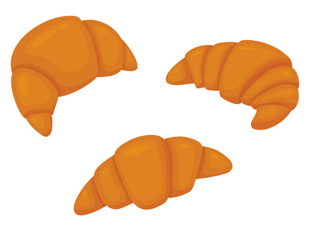 Conjunto de croissants. Ilustración vectorial de pasteles dulces aislados sobre fondo blanco. Ilustración para el sitio, catálogo, menú y más. - Vector, Imagen