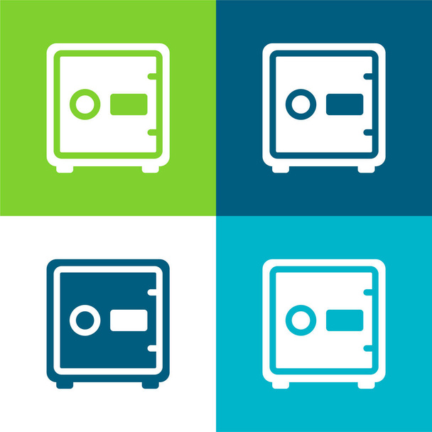 Caja fuerte grande Conjunto de iconos mínimo de cuatro colores - Vector, Imagen