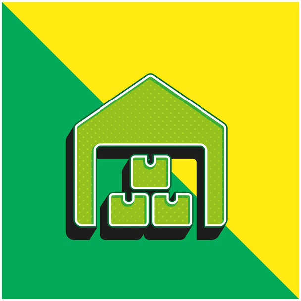Laatikot Vihreä ja keltainen moderni 3d vektori kuvake logo - Vektori, kuva