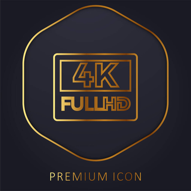 4K FullHD ligne d'or logo premium ou icône - Vecteur, image