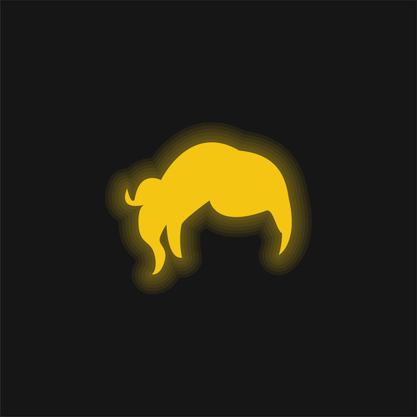 Musta Lyhyet hiukset Shape keltainen hehkuva neon kuvake - Vektori, kuva