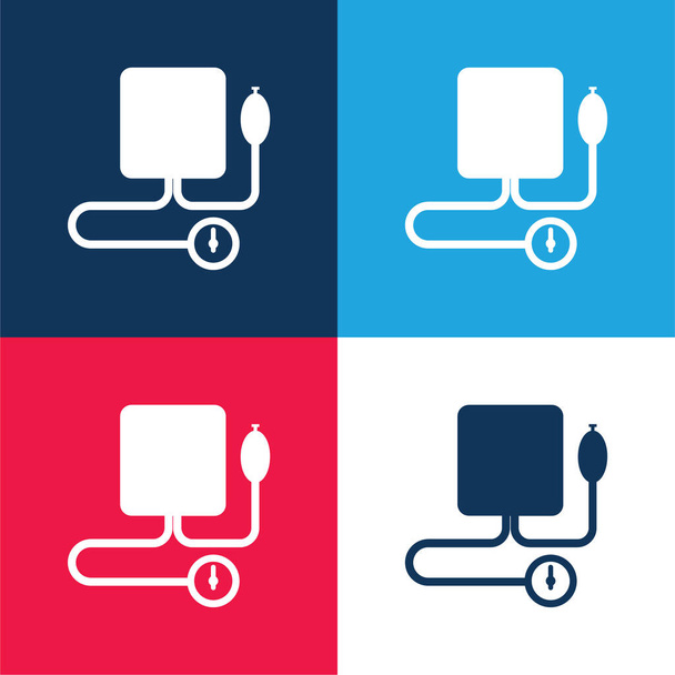 Blood Pressure Gauge blue and red four color minimal icon set - Vector, Image