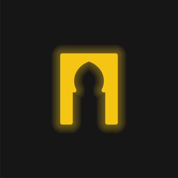 Arch gelbe leuchtende Neon-Ikone - Vektor, Bild