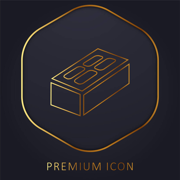Ladrillo línea de oro logotipo premium o icono - Vector, Imagen
