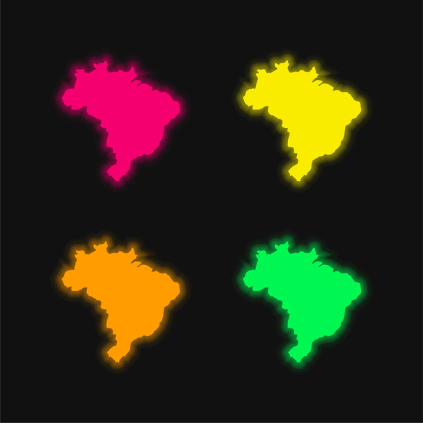 Черный четырехцветный светящийся неоновый вектор - Вектор,изображение