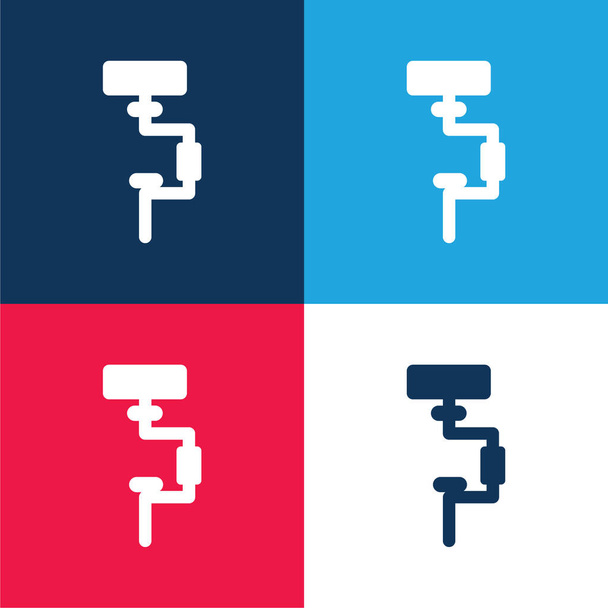 Браво синий и красный четыре цвета минимальный набор значков - Вектор,изображение