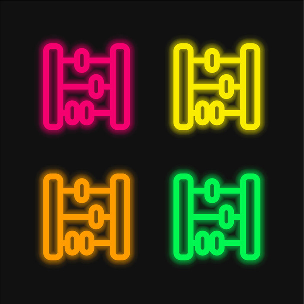 Abacus four color glowing neon vector icon - Vector, Image