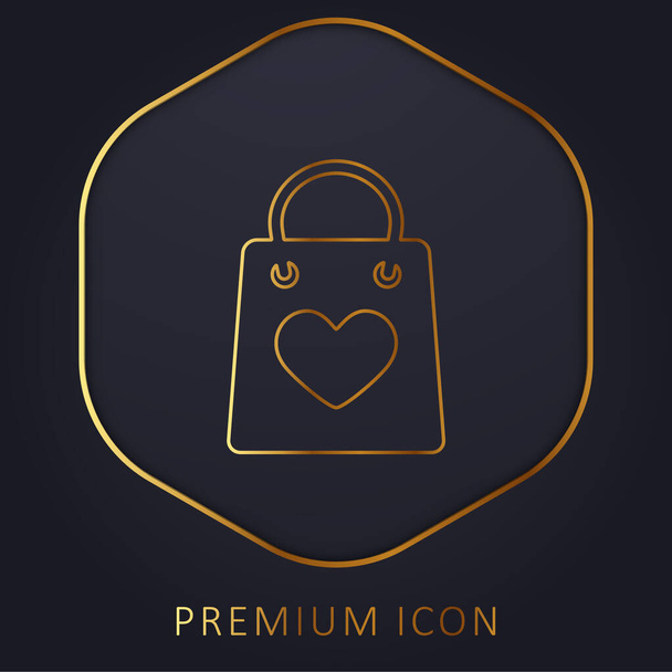 Сумка с золотой линии сердца премиум логотип или значок - Вектор,изображение