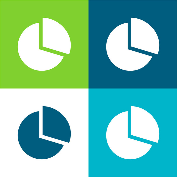 Black Circular Graphic Flat Minimal Icon Set mit vier Farben - Vektor, Bild