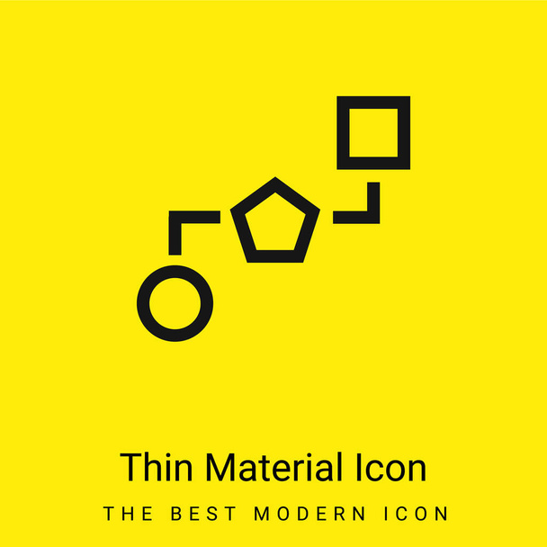 Blok regelingen van drie geometrische vormen Verbonden door lijnen minimaal helder geel materiaal icoon - Vector, afbeelding