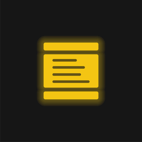 Blackboard szöveges vonalak sárga izzó neon ikon - Vektor, kép