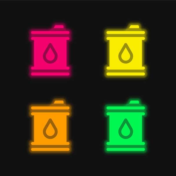 Baryłka cztery kolor świecący neon wektor ikona - Wektor, obraz