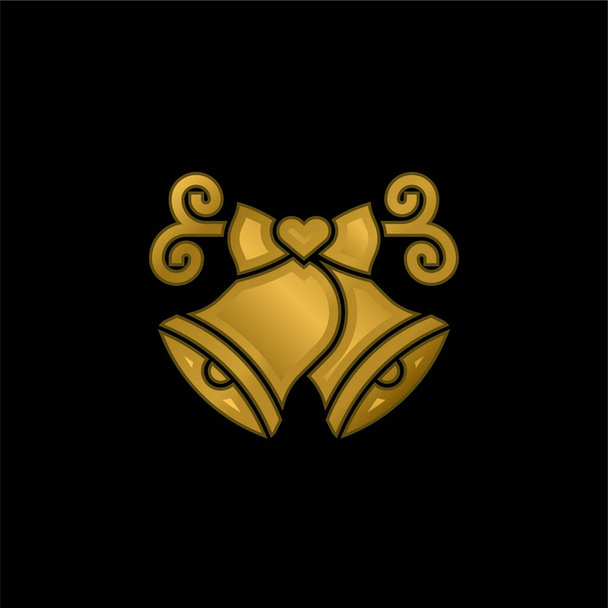 Dzwony złocone metaliczna ikona lub wektor logo - Wektor, obraz