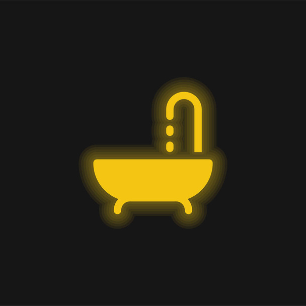 Banho amarelo brilhante ícone de néon - Vetor, Imagem