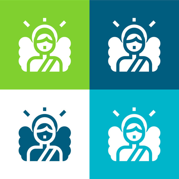 Angel Flat ensemble d'icônes minimes quatre couleurs - Vecteur, image