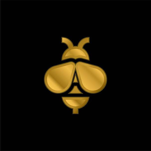 Arı altın kaplama metalik simge veya logo vektörü - Vektör, Görsel