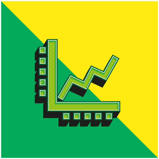 Felemelkedő vonal Grafikus Zöld és sárga modern 3D vektor ikon logó - Vektor, kép