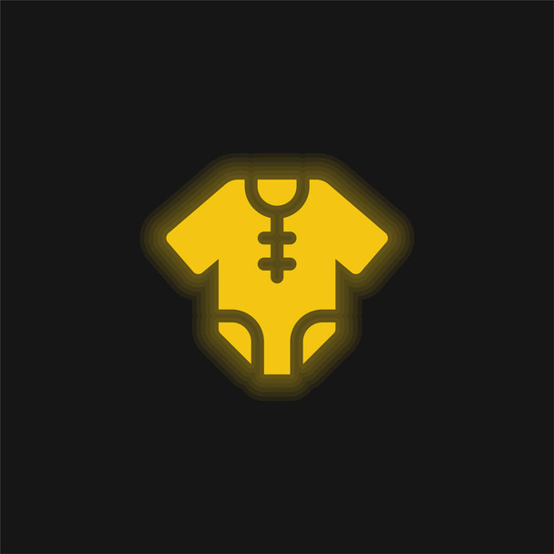 Baby Clothes yellow glowing neon icon - Vector, Image