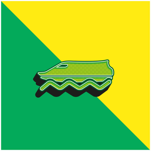 Bateau sur l'eau Vert et jaune icône vectorielle 3d moderne logo - Vecteur, image
