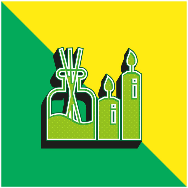 Aromaterapia Verde e amarelo moderno logotipo vetor 3d ícone - Vetor, Imagem