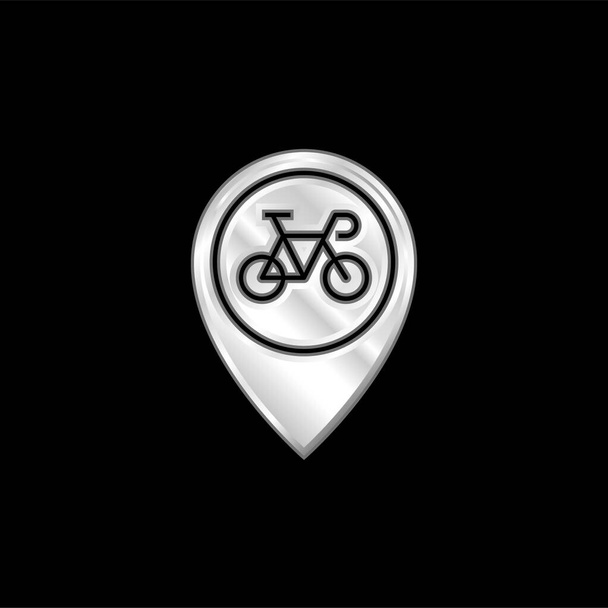Bicycle silver plated metallic icon - Vector, Image